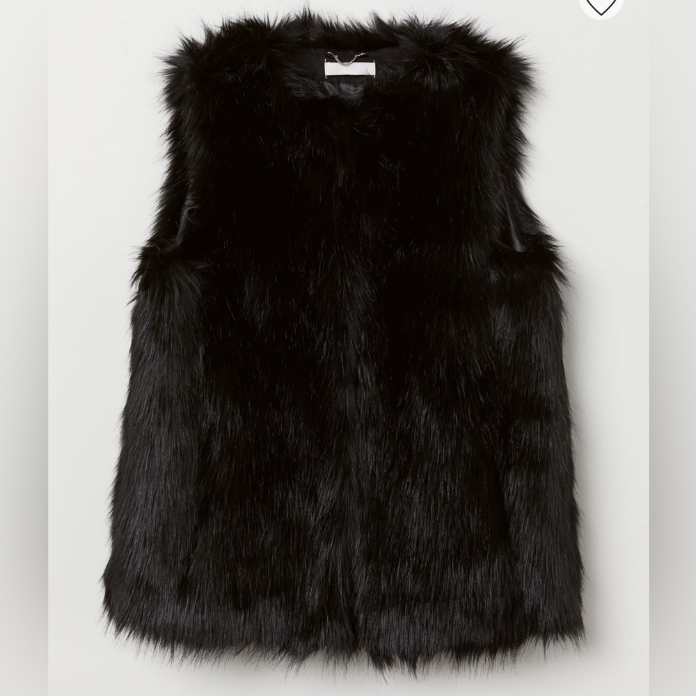 H&M Faux Fur Vest in Black